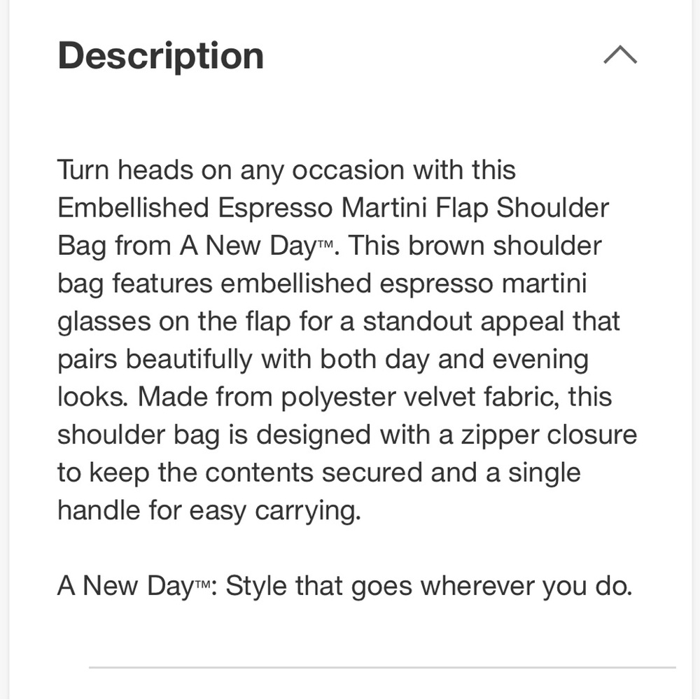 A New Day Espresso Martini brown velvet bag - Picture 9 of 12